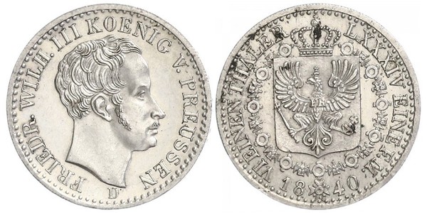 1/6 Thaler 普魯士王國 (1701 - 1918) 銀 腓特烈·威廉三世 (1770 -1840)