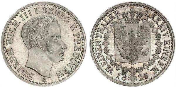 1/6 Thaler 普魯士王國 (1701 - 1918) 銀 腓特烈·威廉三世 (1770 -1840)