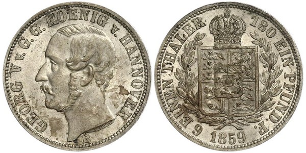 1/6 Thaler 汉诺威王国 (1814 - 1866) 銀 格奥尔格五世 (汉诺威) (1819 - 1878)