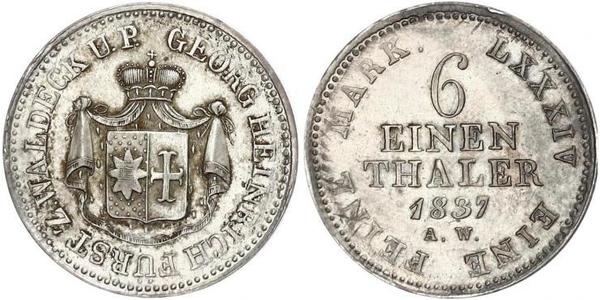 1/6 Thaler 瓦尔德克统治者列表 (1180 - 1918) 銀 格奧爾格二世 (瓦爾德克和皮爾蒙特)