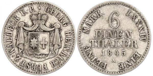 1/6 Thaler 瓦尔德克统治者列表 (1180 - 1918) 銀 格奧爾格二世 (瓦爾德克和皮爾蒙特)