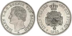 1/6 Thaler 萨克森王国 (1806 - 1918) 銀 约翰一世 (萨克森)
