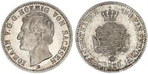 1/6 Thaler 萨克森王国 (1806 - 1918) 銀 约翰一世 (萨克森)