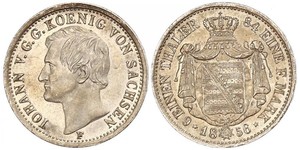 1/6 Thaler 萨克森王国 (1806 - 1918) 銀 约翰一世 (萨克森)
