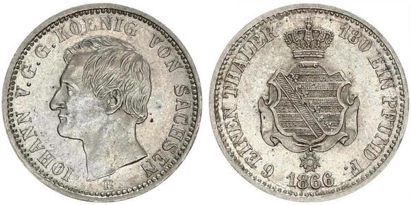 1/6 Thaler 萨克森王国 (1806 - 1918) 銀 约翰一世 (萨克森)