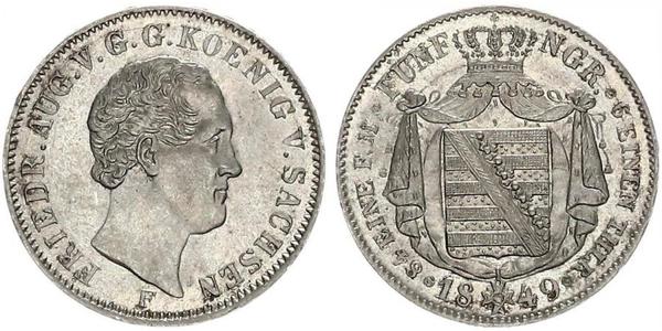 1/6 Thaler 萨克森王国 (1806 - 1918) 銀 弗里德里希·奥古斯特二世