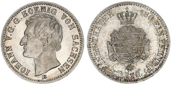 1/6 Thaler 萨克森王国 (1806 - 1918) 銀 约翰一世 (萨克森)