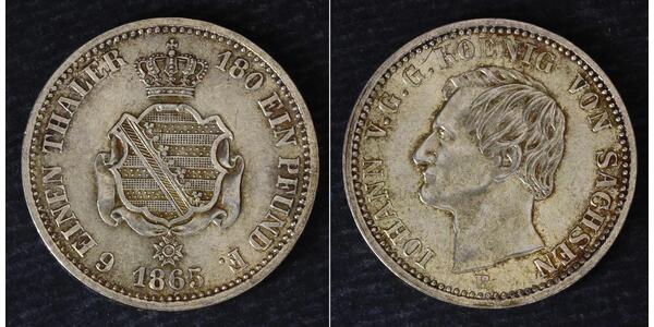 1/6 Thaler 萨克森王国 (1806 - 1918) 銀 约翰一世 (萨克森)
