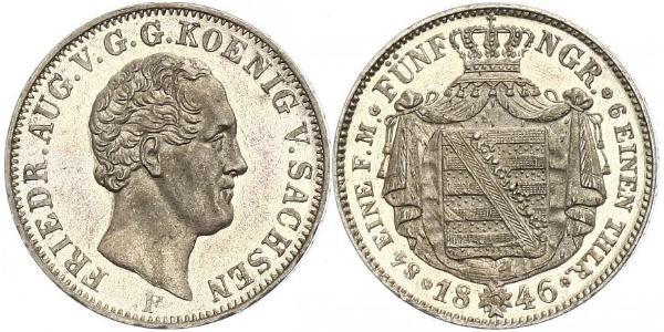 1/6 Thaler 萨克森王国 (1806 - 1918) 銀 弗里德里希·奥古斯特二世