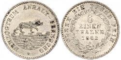 1/6 Талер Ангальт-Бернбург (1603 - 1863) Серебро Александр Карл ,герцог Ангальт-Бернбурга,(1805 – 1863)