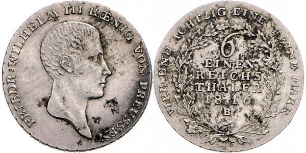 1/6 Талер Пруссия (королевство) (1701-1918) Серебро Фридрих Вильгельм III, король Пруссии (1770 -1840)