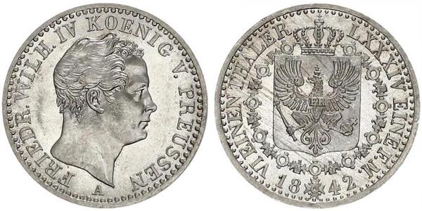 1/6 Талер Пруссия (королевство) (1701-1918) Серебро Фридрих Вильгельм IV (1795 - 1861)