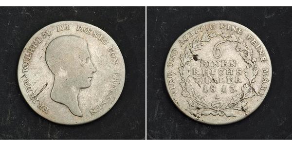 1/6 Талер Пруссия (королевство) (1701-1918) Серебро Фридрих Вильгельм III, король Пруссии (1770 -1840)