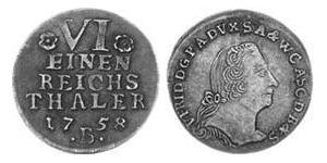 1/6 Талер Ангальт-Бернбург (1603 - 1863) Срібло Victor Frederick, Prince of Anhalt-Bernburg (1700 – 1765)