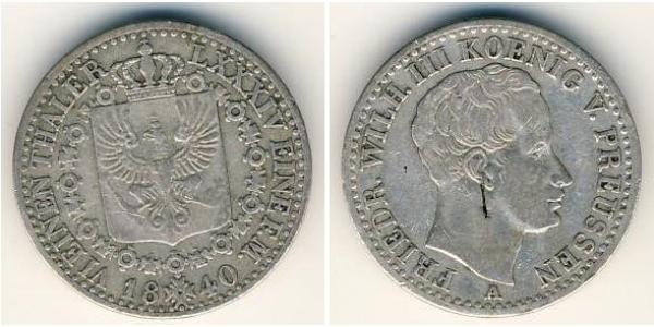 1/6 Талер Королівство Пруссія (1701-1918) Срібло Фрідрих Вільгельм III, король Пруссії  (1770 -1840)