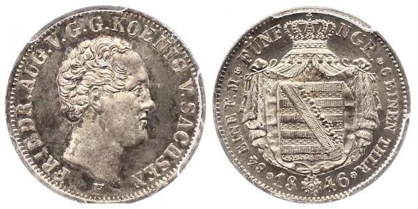 1/6 Талер Королівство Саксонія (1806 - 1918) Срібло Фрідріх Август II (король Саксонії)