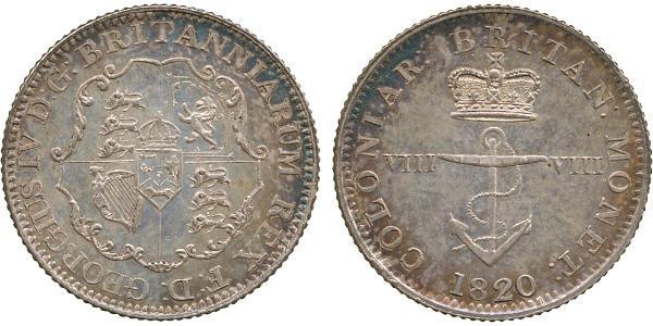 1/8 Долар Британська імперія (1497 - 1949) Срібло Георг IV (1762-1830)