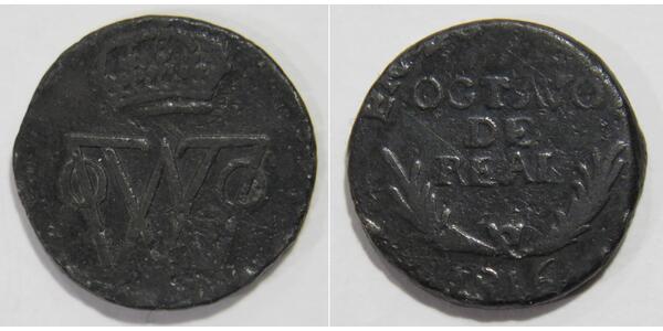 1/8 Реал Нова Іспанія (1519 - 1821) Мідь 