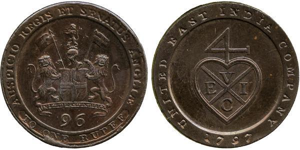 1/96 Рупія Британська Ост-Індська компанія (1757-1858) Мідь 
