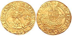 1 Angel Kingdom of England (927-1649,1660-1707) Gold Henry VIII (1491 - 1547)