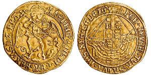 1 Angel Kingdom of England (927-1649,1660-1707) Gold Henry VIII (1491 - 1547)