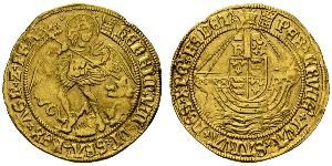 1 Angel Reino de Inglaterra (927-1649,1660-1707) Oro Enrique VIII (1491 - 1547)