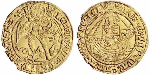 1 Angel Reino de Inglaterra (927-1649,1660-1707) Oro Enrique VIII (1491 - 1547)