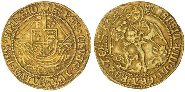 1 Angel Reino de Inglaterra (927-1649,1660-1707) Oro Enrique VIII (1491 - 1547)