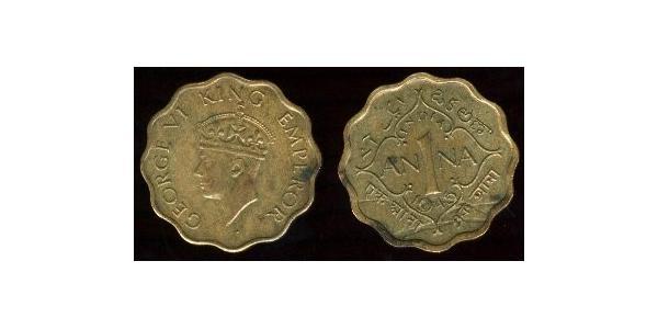 1 Anna British Raj (1858-1947) Copper/Nickel George VI (1895-1952)