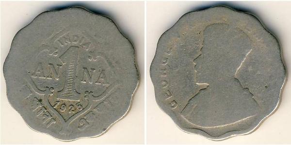 1 Anna British Raj (1858-1947) Copper/Nickel George V of the United Kingdom (1865-1936)