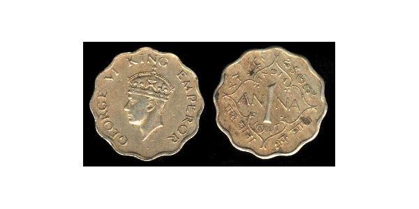 1 Anna British Raj (1858-1947) Copper/Nickel George VI (1895-1952)