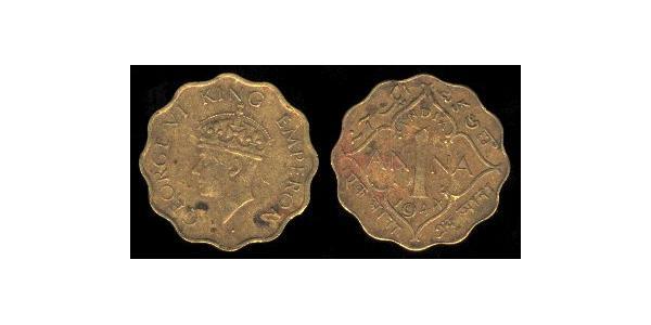 1 Anna British Raj (1858-1947) Copper/Nickel George VI (1895-1952)