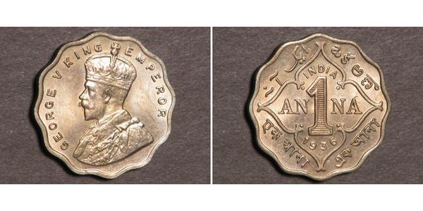 1 Anna British Raj (1858-1947)  George V of the United Kingdom (1865-1936)