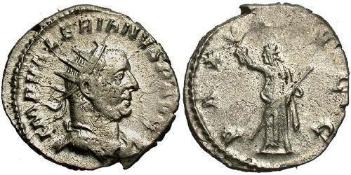 1 Antoniniano Impero romano (27BC-395) Argento Valeriano I (193-260)