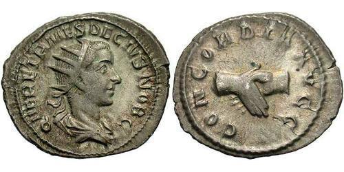 1 Antoniniano Imperio romano (27BC-395) Bronce Herenio Etrusco (227-251)