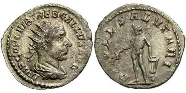 1 Antoninianus 羅馬帝國 銀 Trebonianus Gallus (206-253)
