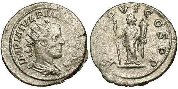 1 Antoninianus 羅馬帝國 銀 Philip II (237-249)