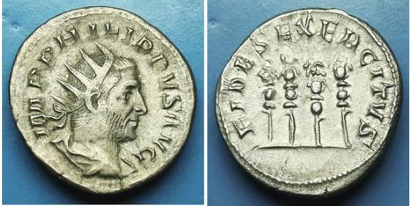 1 Antoninianus 羅馬帝國 銀 Philip the Arab (204-249)