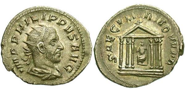 1 Antoninianus 羅馬帝國 銀 Philip the Arab (204-249)