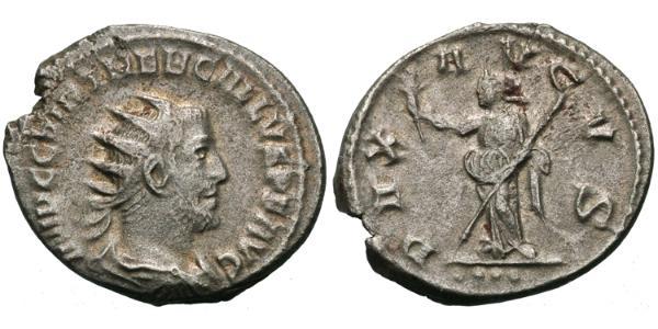 1 Antoninianus 羅馬帝國 銀 Trebonianus Gallus (206-253)