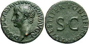 1 As Roman Empire (27BC-395) Bronze Decimus Claudius Drusus (38BC-9BC)