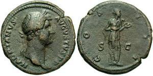 1 As Roman Empire (27BC-395) Bronze Hadrian  (76 - 138) 