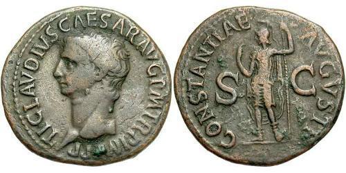 1 As Roman Empire (27BC-395) Bronze Claudius I (10BC-54)