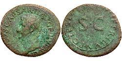 1 As Römische Kaiserzeit (27BC-395) Bronze Decimus Claudius Drusus (38BC-9BC)