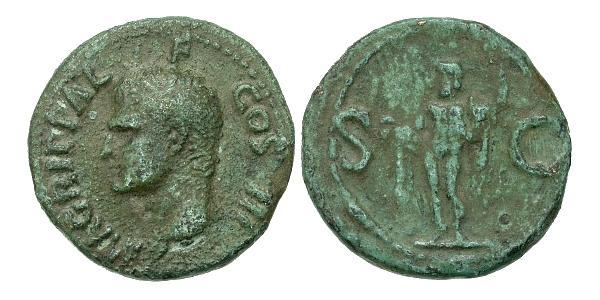 1 As 羅馬帝國 銅 Marcus Vipsanius Agrippa (63 BC-12BC)