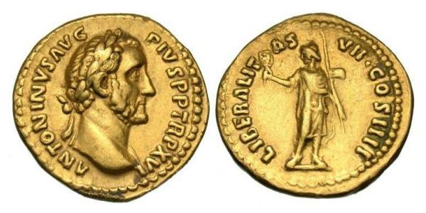 1 Aureus Roman Empire (27BC-395) Gold Antoninus Pius  (86-161)