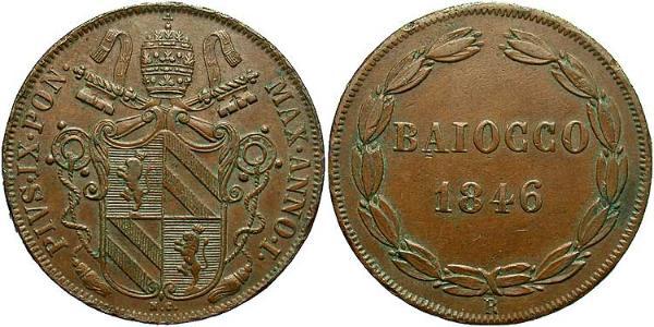 1 Baiocco Vatican (1926-) Cobre Pío IX (1792- 1878)
