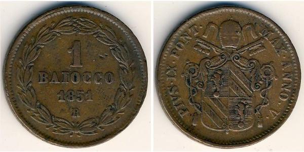 1 Baiocco Papal States (752-1870) Copper 