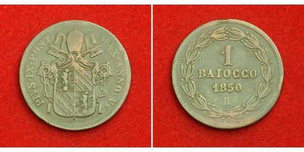 1 Baiocco Papal States (752-1870) Copper 