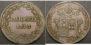 1 Baiocco 教皇国 (754 - 1870) 銅 